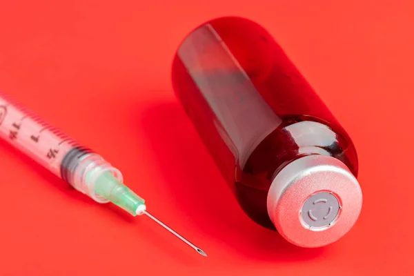 Close Shot Hygienic Single Use Plastic Disposable Syringe Injection Amber — Stock Photo, Image