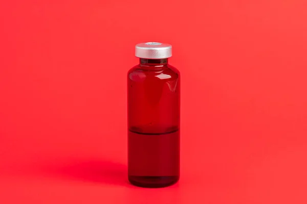 Macro Shot Selective Focus Amber Color Vaccine Injection Bottle Set — Stock Photo, Image