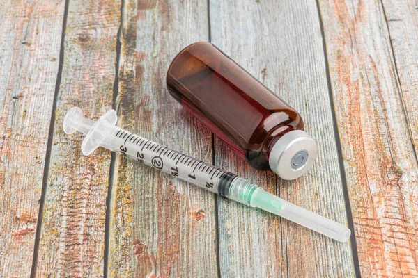 Close Shot Hygienic Single Use Plastic Disposable Syringe Injection Amber — Stock Photo, Image