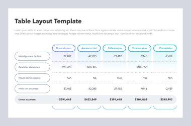 Modern iş tablosu şablonu toplam toplam toplam satırı ve içeriğiniz için yer. Düz tasarım, web siteniz veya sunumunuz için kullanması kolay.