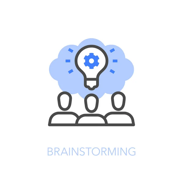 Brainstorming Symbol Mit Einem Team Denkende Menschen Und Denkblase Einfach — Stockvektor