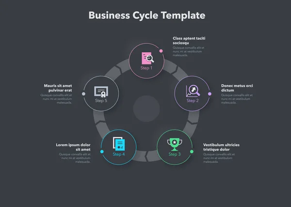 Simple Concept Business Cycle Diagram Five Steps Place Your Description — Stock Vector