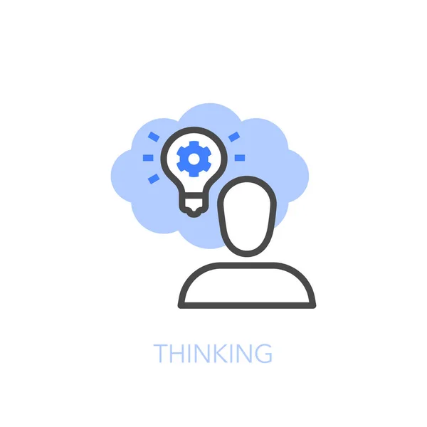 思考符号与一个人和一个思考泡沫 在你的网站或演示文稿中容易使用 — 图库矢量图片