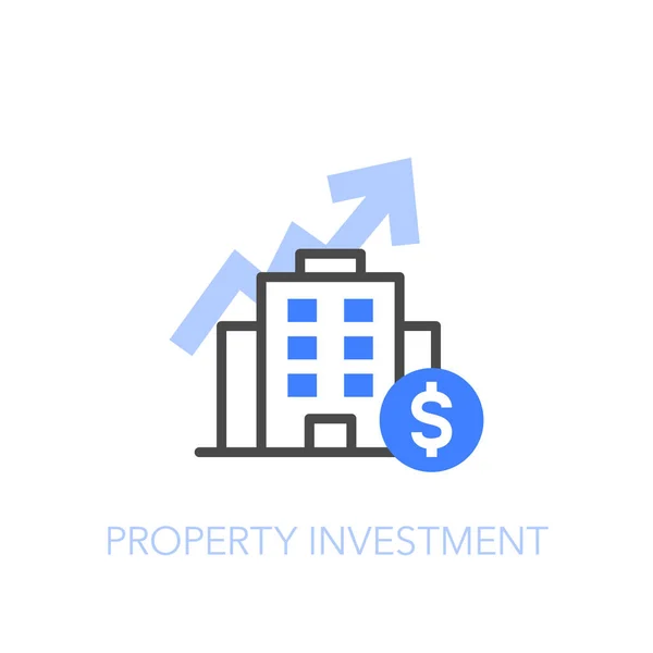 Simbolo Investimento Immobiliare Con Edificio Curva Crescente Facile Usare Tuo — Vettoriale Stock
