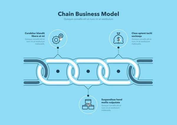 Infográfico Simples Para Modelo Negócio Cadeia Com Etapas Processo Versão —  Vetores de Stock