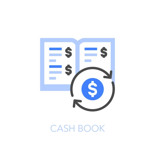 Cash Book Symbool Met Een Financieel Dagboek Contante Transacties Makkelijk — Stockvector