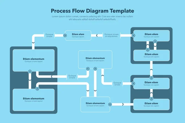Modern Infografik För Processflödesdiagram Blå Version Platt Design Lätt Att — Stock vektor