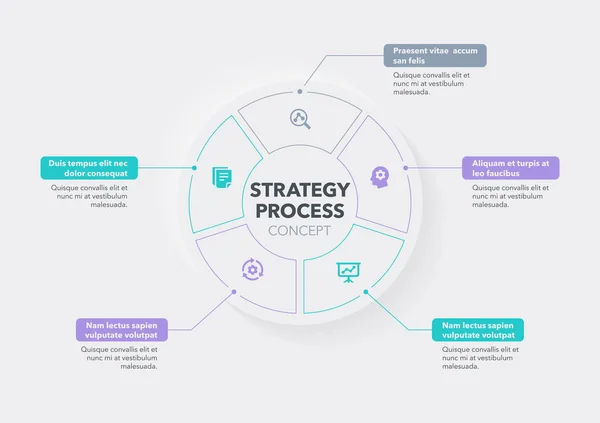 Modern Concept Strategy Process Visualization Five Steps Place Your Description — Stock Vector