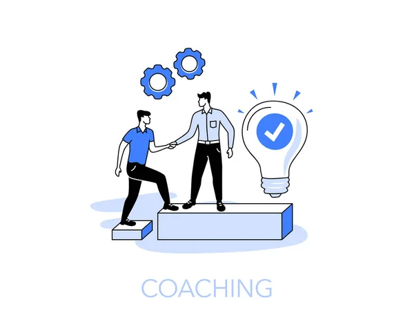 Illusztráció Coaching Szimbólum Két Ember Egyik Segít Másiknak Elérni Egy — Stock Vector