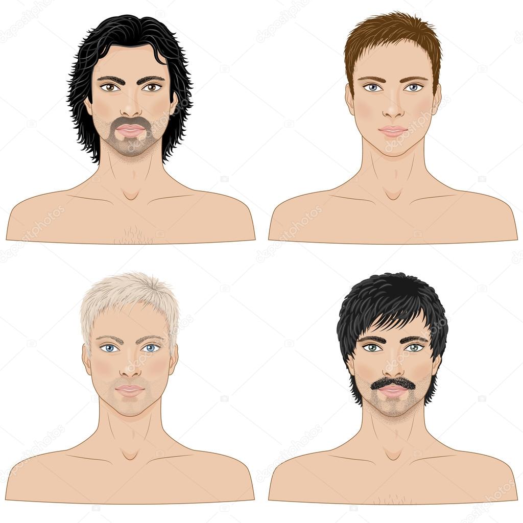 Men  with Different Hairstyles.
