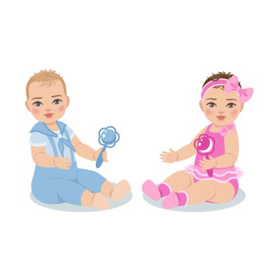 sevimli küçük erkek ve kız. 