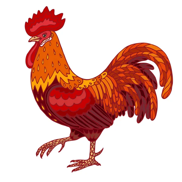 Gallo rosso disegnato a mano — Vettoriale Stock