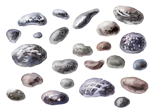 Hand drawn watercolor rocks — Stock Photo, Image