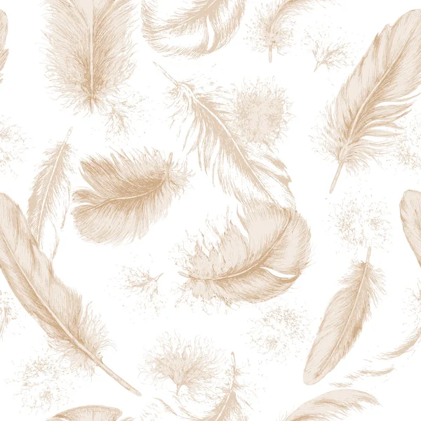 Texture sans couture avec plumes dessinées à la main . — Image vectorielle