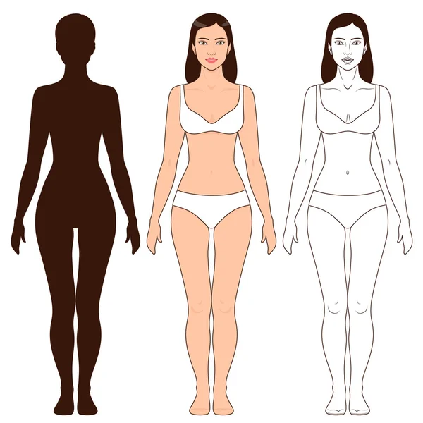 Modèle de forme et de silhouette de corps de femme — Image vectorielle