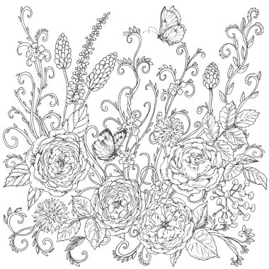 El çekilmiş çiçek desenli çay Güllü.