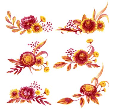Sonbahar çiçek buketleri Set