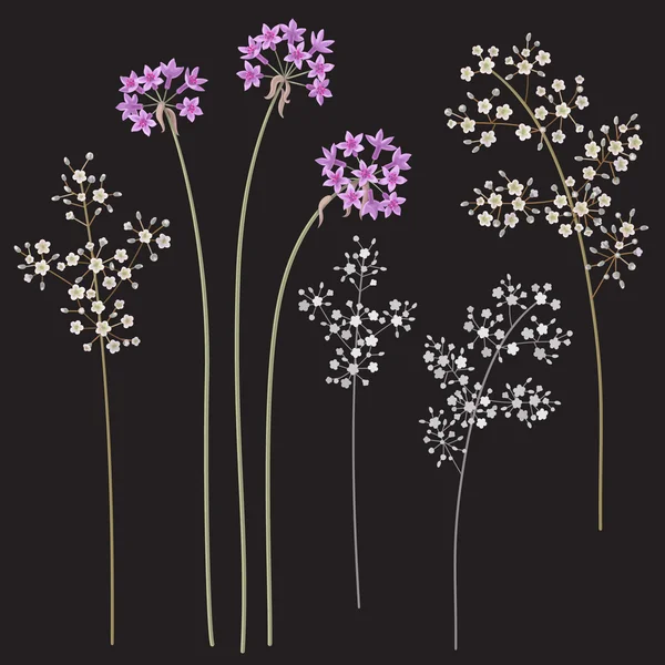 Small flowers on dark — Stock Vector