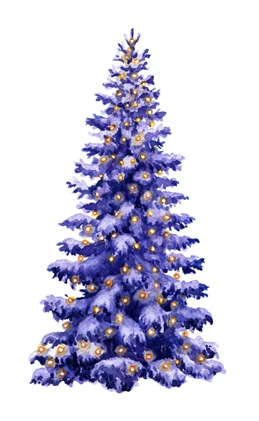 Kerstboom die versierd met garland — Stockfoto