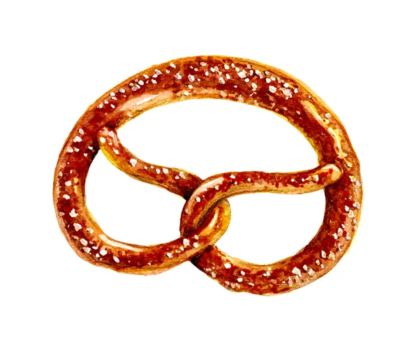 Pretzel acuarela con sal — Foto de Stock