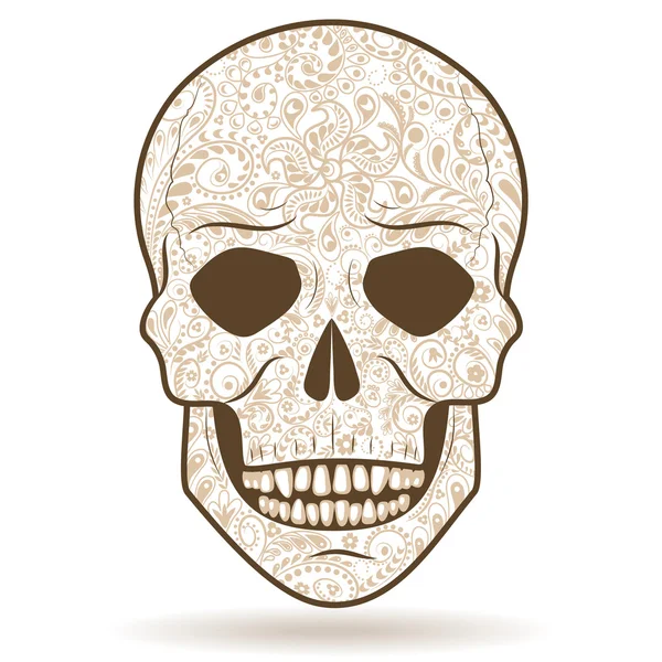 Light-colored patterned human skull — Stock Vector