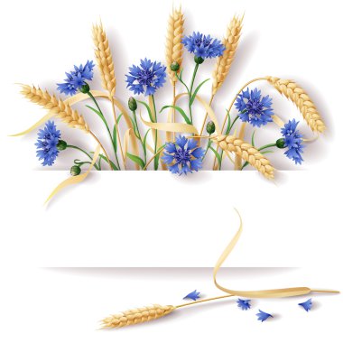 Wheat ears and cornflowers clipart
