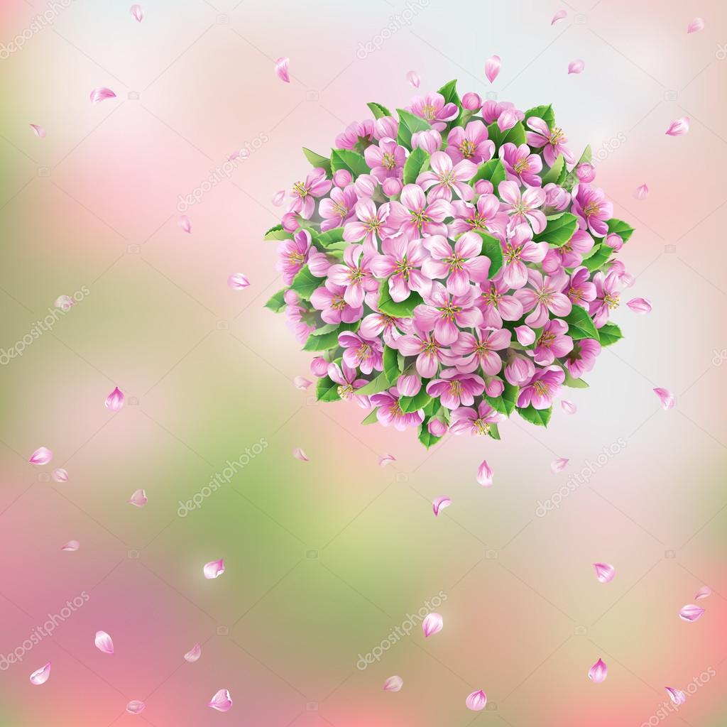 Blooming ball and flying petals