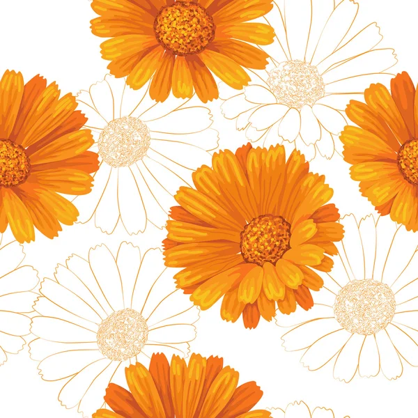 Calendula motif de fleurs — Image vectorielle