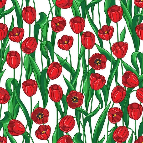 Czerwone tulipany wzór — Wektor stockowy