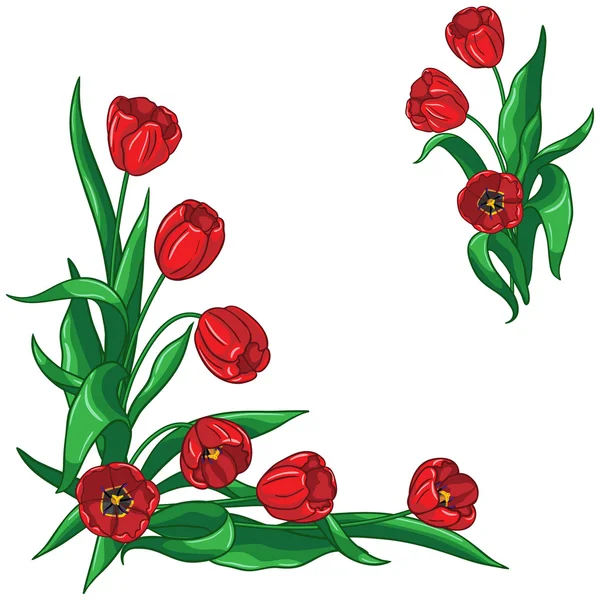 Marco de ramo de tulipanes rojos — Vector de stock