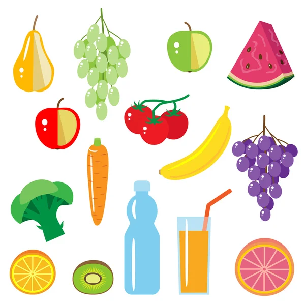 Conjunto de alimentos saludables — Vector de stock