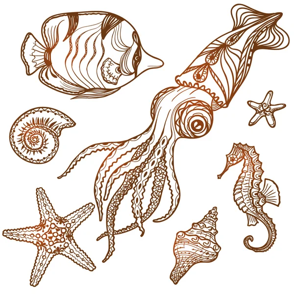 Sea Life Set Stock Vector