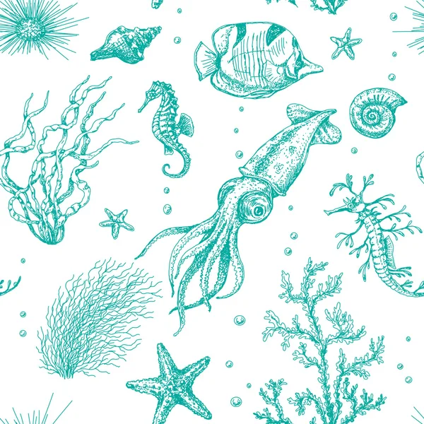 Underwater Plants and Animals Pattern Royalty Free Stock Vectors