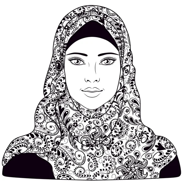 Chica musulmana vestida con hijab . — Vector de stock