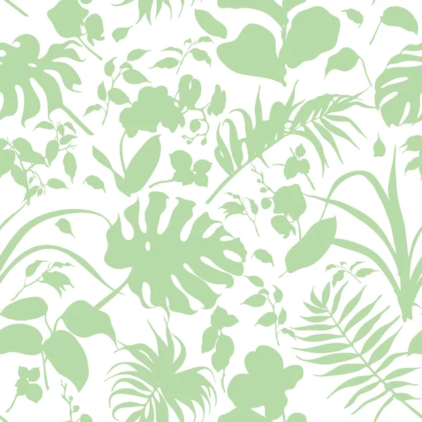 Silueta plantas tropicales sin costura de fondo . — Vector de stock