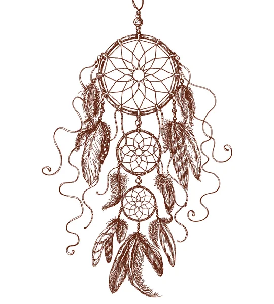 Ruka vypracován dream catcher. — Stockový vektor