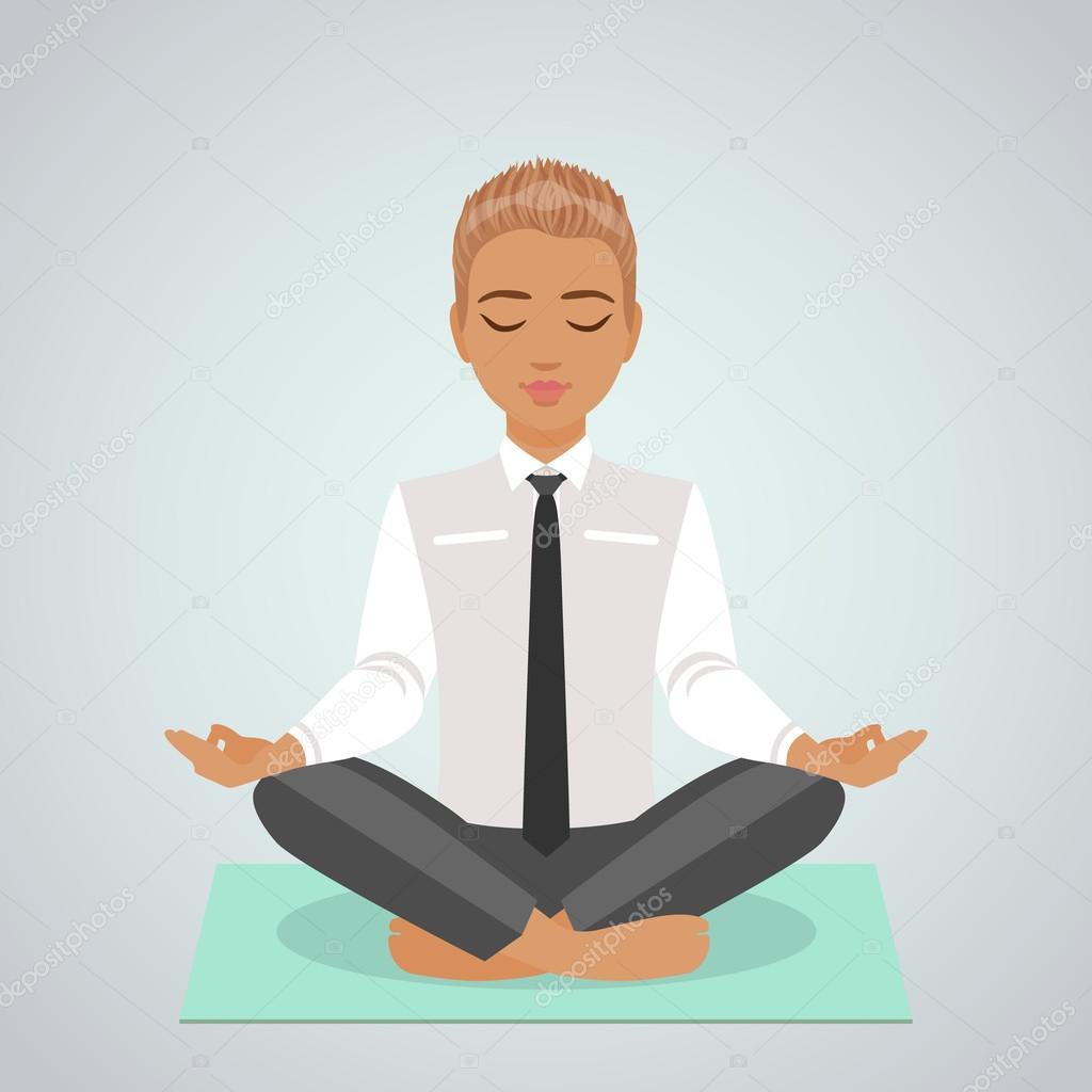 Businessman Meditating Doing Yoga