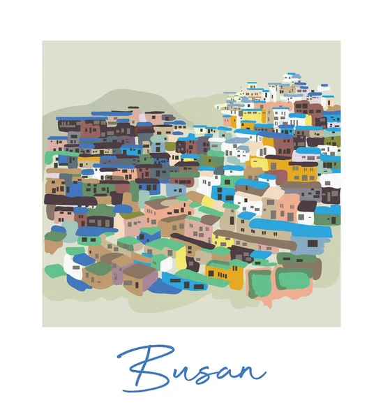 Village Corée Sud Village Busan Des Vues Asie Maisons Multicolores — Image vectorielle