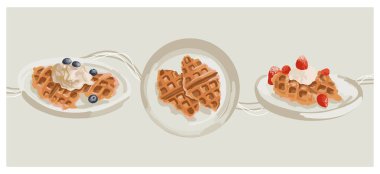 Kıvrıl. Dondurma, yabanmersini ve çilekli kruvasan waffle 'ı. Güney Kore tatlısı. Çay için tatlı yemek. Basit bir yemek.
