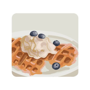 Kıvrıl. Dondurma, yabanmersini ve çilekli kruvasan waffle 'ı. Güney Kore tatlısı. Çay için tatlı yemek. Basit bir yemek.