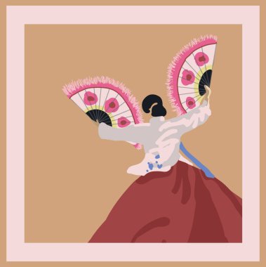 Kore Ulusal Hayran Dansı. Güney Kore 'nin ulusal elbisesi, Hanbok. Asya kültürü. Tüylü yelpaze