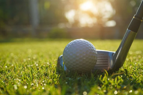 Golf Club Ball Tee Evening Golf Course Sunshine Background Golf — Stock Photo, Image
