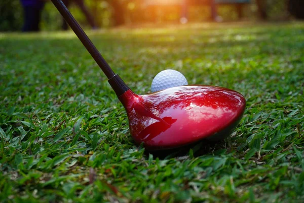 Golf Club Και Μπάλα Του Γκολφ Κοντά Στο Γρασίδι Τομέα — Φωτογραφία Αρχείου