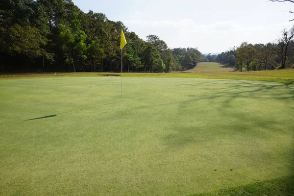 Landscape Beautiful Golf Course Sunset Countryside Yellow Flag Golf Course Royalty Free Stock Photos