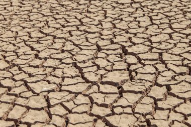 Tayland 'daki kurak arazi dokusu. Kuru, çatlamış toprak ya da gün batımında kuraklık sırasında toprak. Gezegendeki küresel su sıkıntısı. Küresel ısınma ve sera etkisi kavramı.