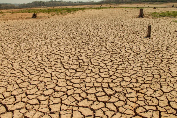 Drought Land Texture Thailand 落日干旱时干裂的泥土或泥土 地球上水资源的全球短缺 全球暖化和温室效应概念 — 图库照片