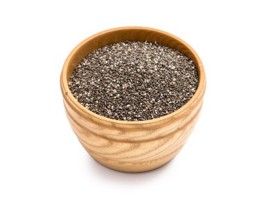 Tahta bir kasede Chia tohumları