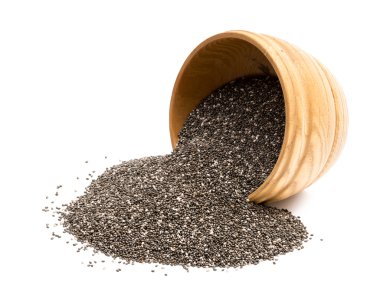 Tahta bir kasede Chia tohumları