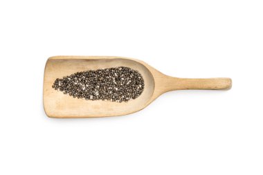Chia tohumu üzerine bir tahta kaşık