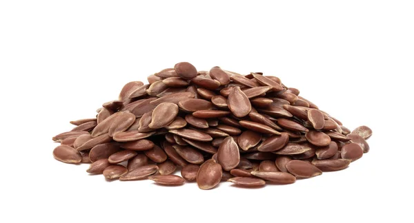 Close Small Pile Linseed Flax Seed Seen Fron Side Isolated — Stock Photo, Image